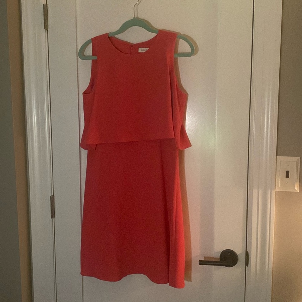 Calvin Klein pink women’s dress size 8. Worn once and dry cleaned. Sleeveless.